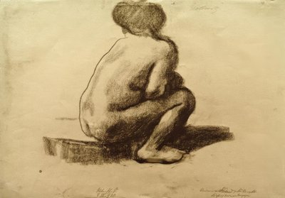 Sitzender weiblicher Rückenakt von Käthe Kollwitz